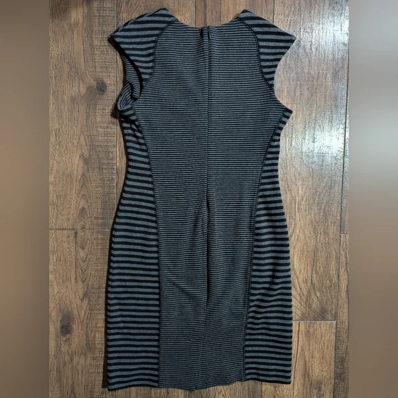 Calvin Klein Womens Size 6 Black & Gray Dual Striped Sheath Dress Cap Sleeves - Picture 10 of 15